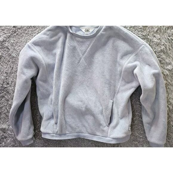 Athleta girl Feeling’ Good 2.0 Blue Fuzzy‎ Sweatshirt Top Girls 7 - Picture 2 of 3